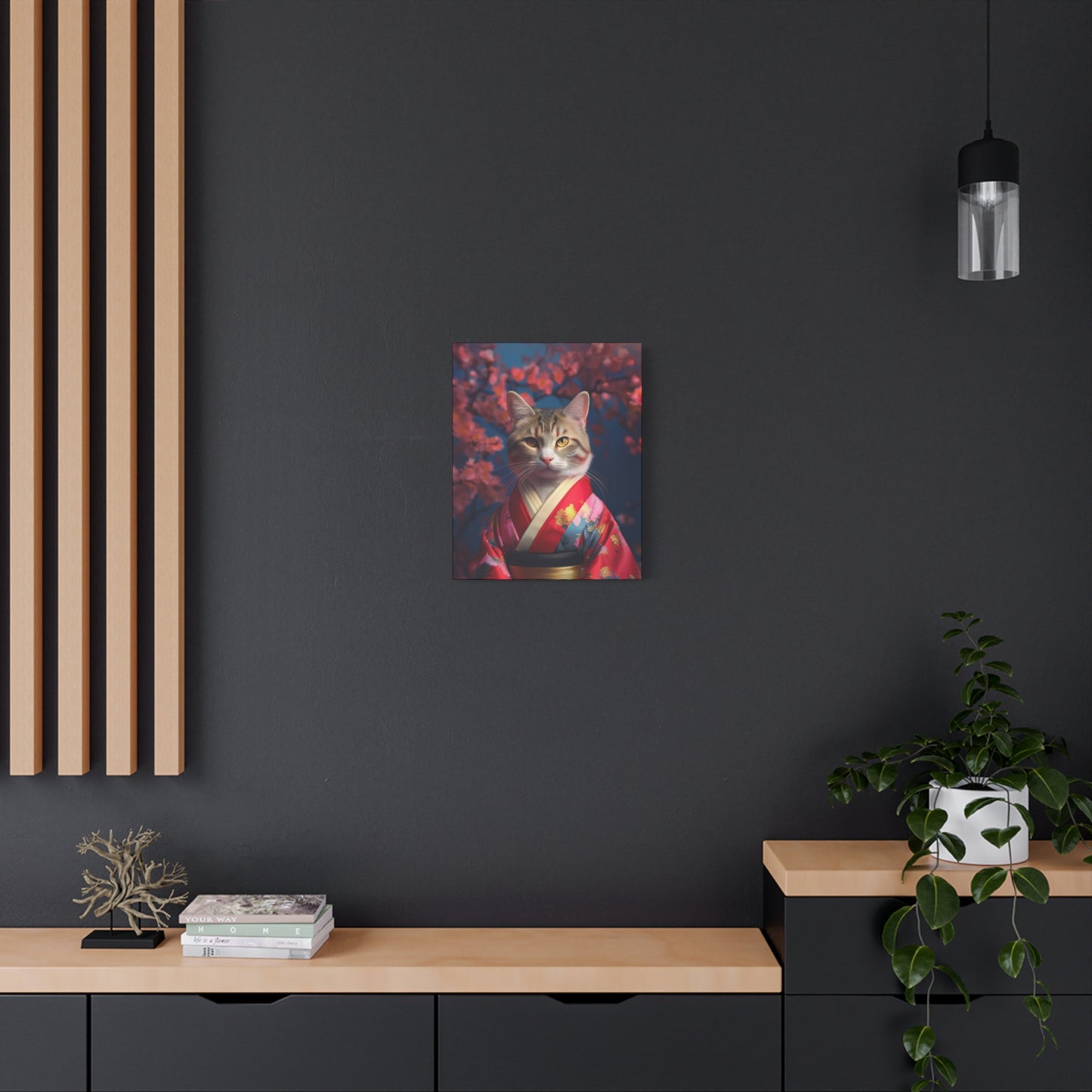 Cat Geisha Canvas Art | Stretched Matte Wall Decor 002