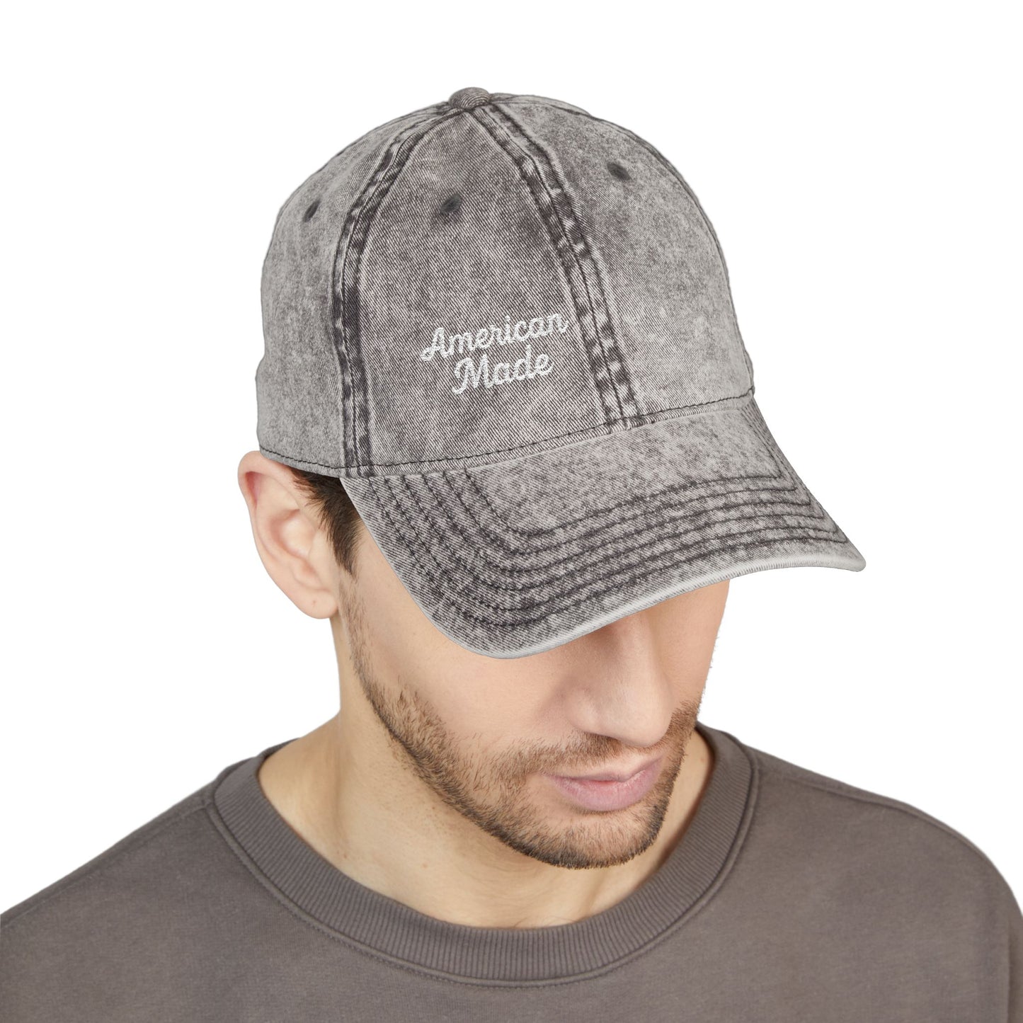 American Made Vintage Hat – Embroidered Patriotic Hat with Retro Script for USA Pride and Everyday Freedom