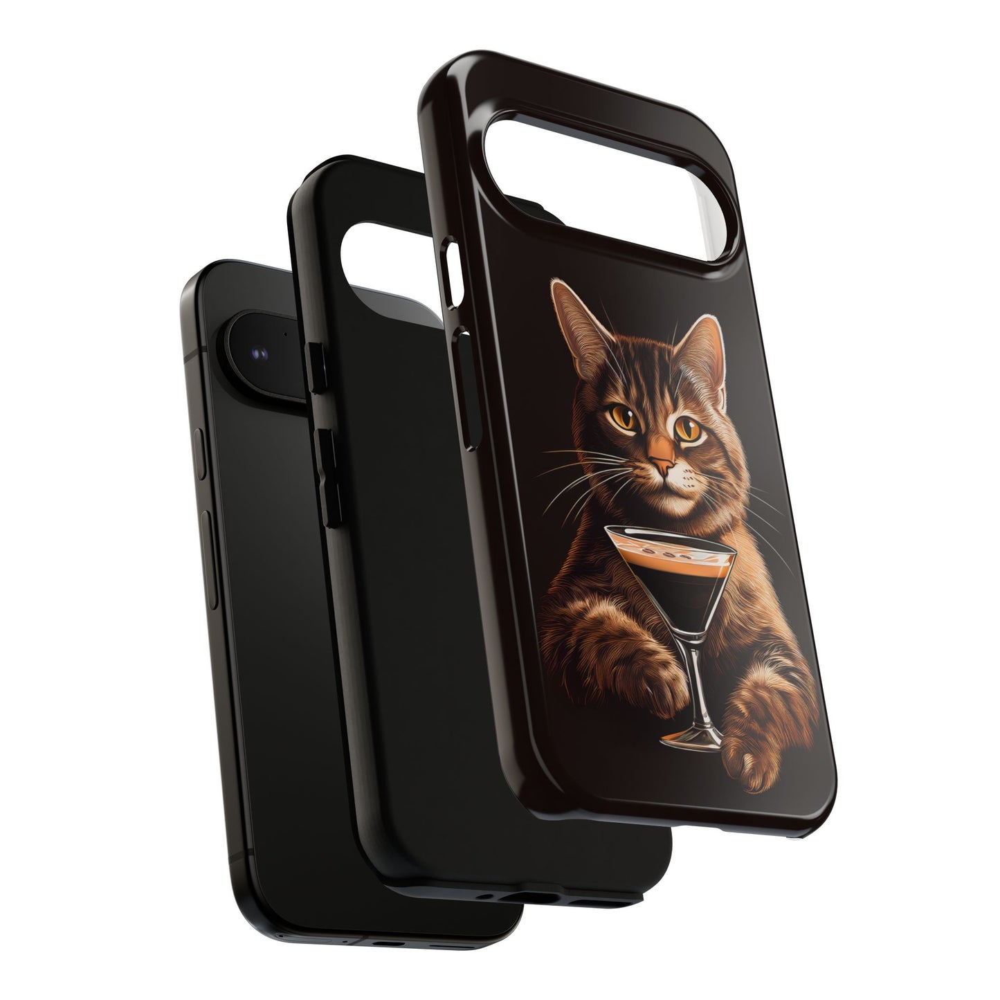 Sophisticated Cat with Espresso Martini Cell Phone Case 001