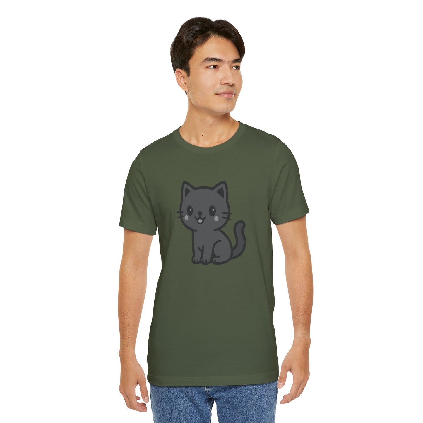 Cute Cat Graphic Tee Dark Theme – Kawaii Vector Design for Cat Lovers with Subtle Style