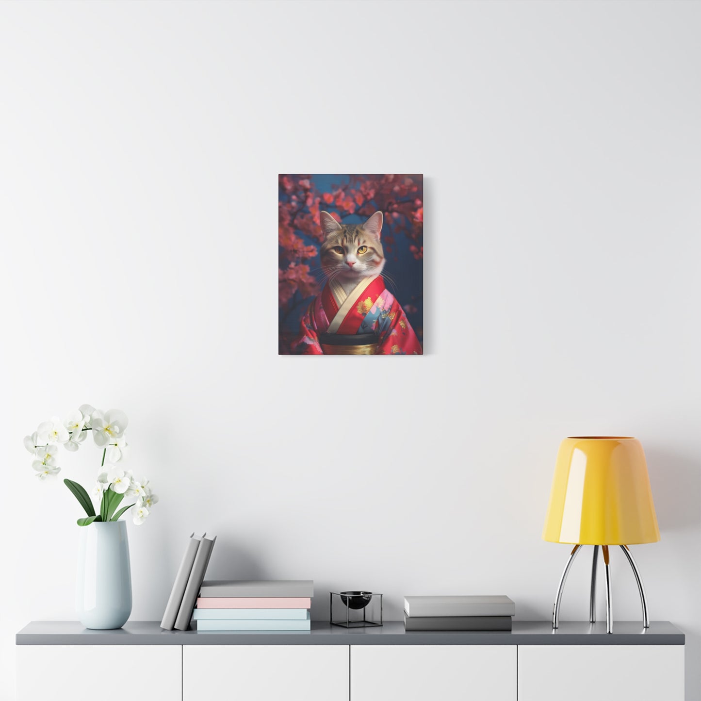 Cat Geisha Canvas Art | Stretched Matte Wall Decor 002