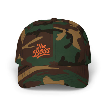The Boss Classic Dad Hat – Embroidered Funny Statement Hat for Confident Leaders and Power Players. Orange Letters