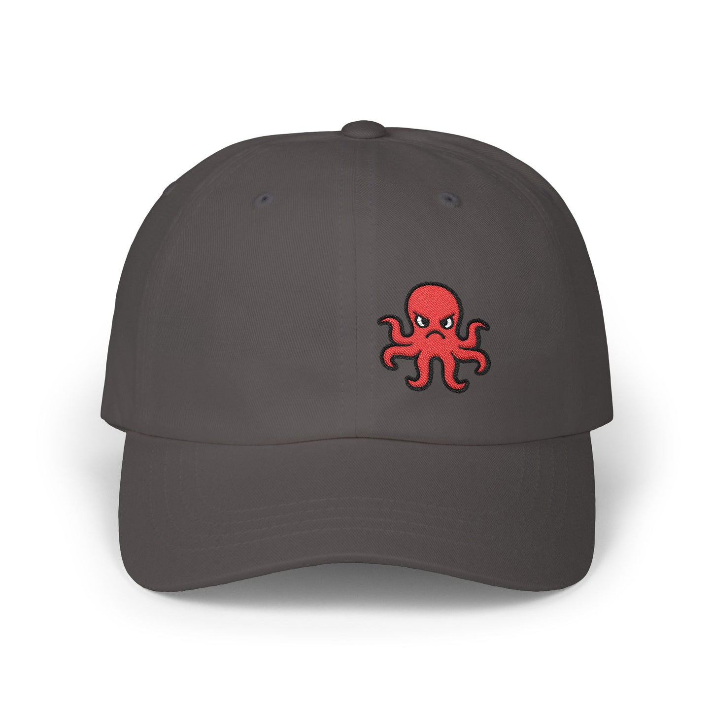 Angry Octopus Classic Dad Hat – Embroidered Red Sea Creature Hat with Bold Attitude and Cartoon Vibes