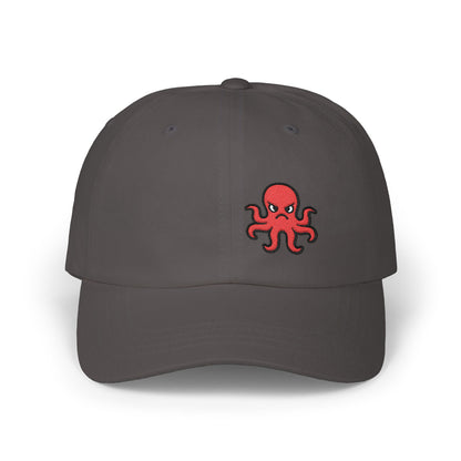 Angry Octopus Classic Dad Hat – Embroidered Red Sea Creature Hat with Bold Attitude and Cartoon Vibes