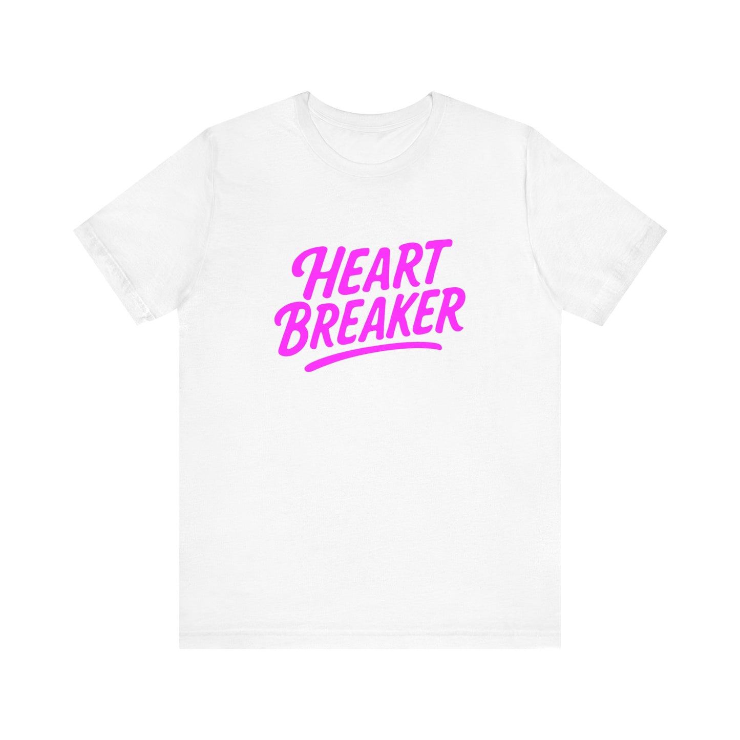 Colorful Design Heartbreaker Shirt – Neon Pink Retro Script Tee for Bold Women with Savage Energy. Unisex Jersey Short Sleeve Tee