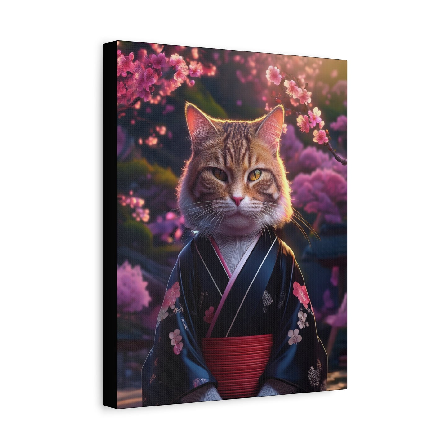 Cat Geisha Canvas Art | Stretched Matte Wall Decor 001