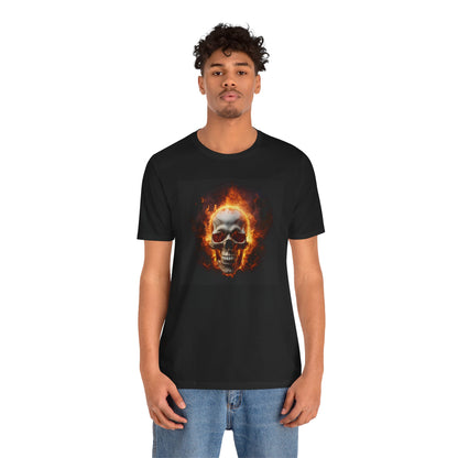 Flaming Skull Halloween Shirt – Intense Fire Skull Graphic Tee for Hardcore Spooky Season Style
