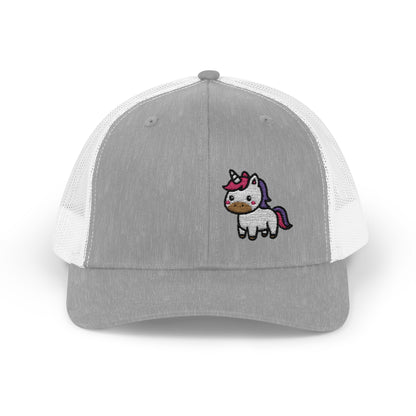 Cute Unicorn Trucker Hat – Embroidered Kawaii Unicorn Hat with Rainbow Tail for Magical Vibes and Whimsical Style