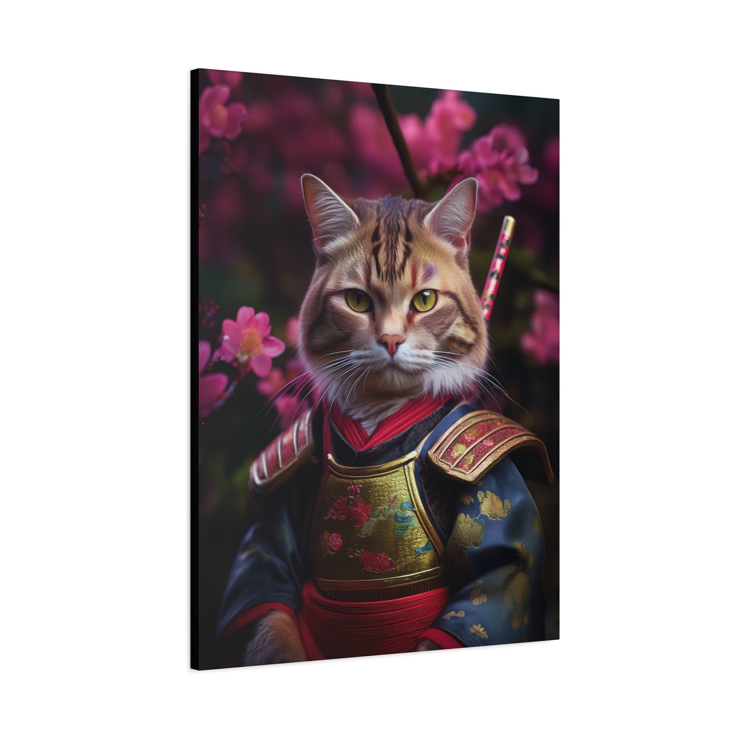 Samurai Meowster Canvas Art | Stretched Matte Wall Decor