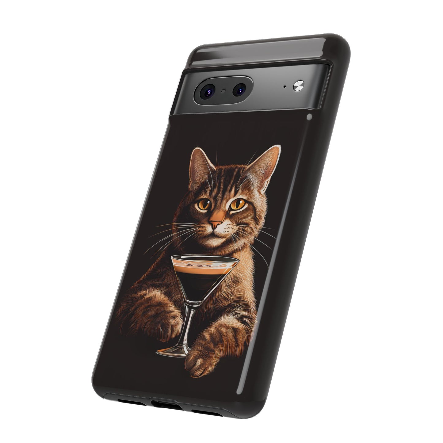 Sophisticated Cat with Espresso Martini Cell Phone Case 001