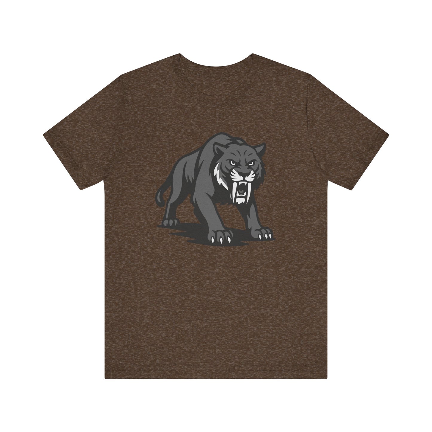Saber-Tooth Tiger Graphic Tee Dark Theme – Fierce Prehistoric Vector Design with Modern Edge
