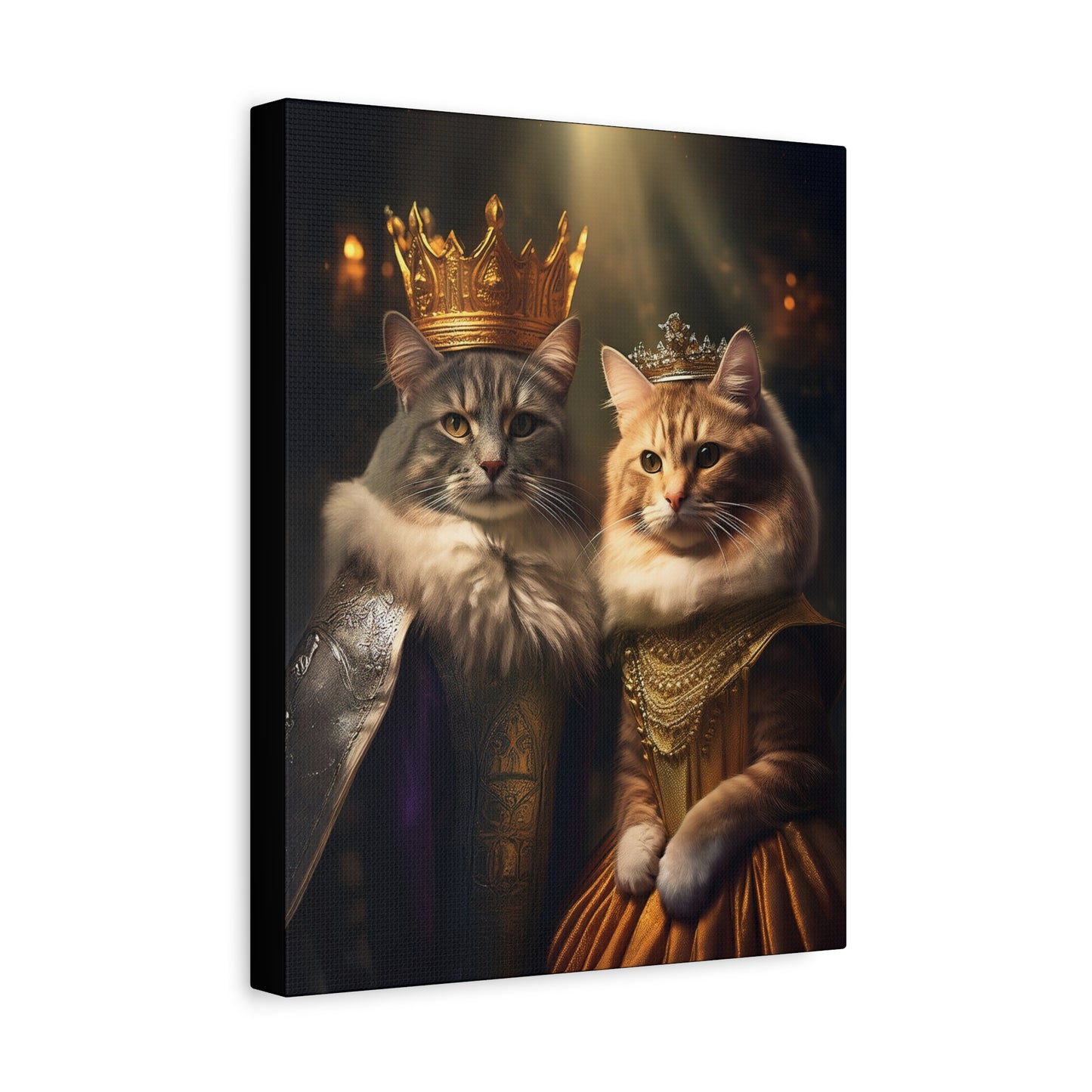 The Royal King and Queen of Meowsington Canvas Art | Stretched Matte Wall Decor 001