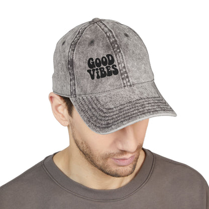Good Vibes Vintage Hat – Embroidered Retro Text Hat for Positive Vibes, Chill Style, and Everyday Feel-Good Energy