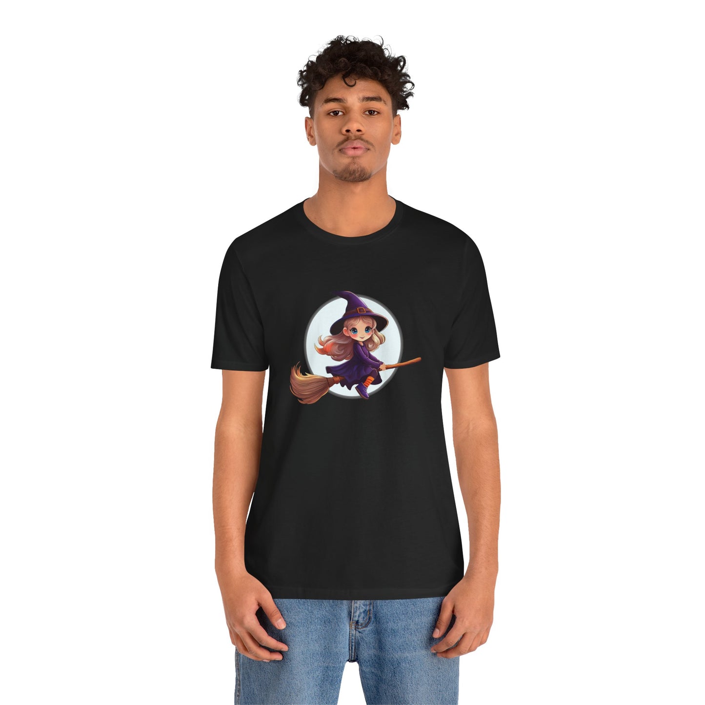 Cute Witch on a Broom Halloween Shirt – Adorable Flying Witch Graphic Tee for Kids and Magic Lovers