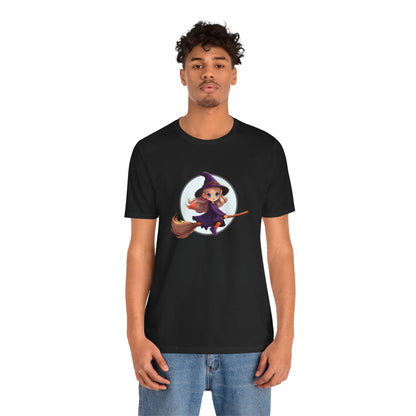 Cute Witch on a Broom Halloween Shirt – Adorable Flying Witch Graphic Tee for Kids and Magic Lovers