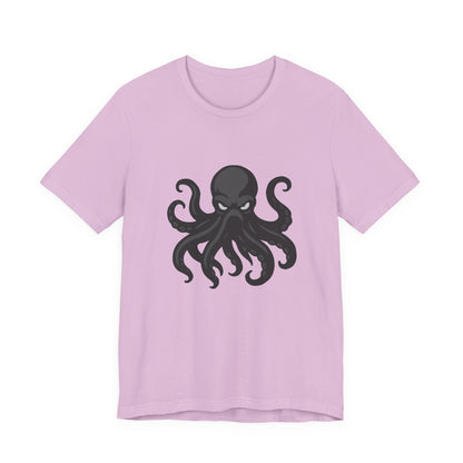 Dark Theme Octopus Graphic T-Shirt – Fierce Grayscale Tentacle Design on Black Tee with Bold Energy and Modern Ghost Effect. Unisex Jersey Short Sleeve Tee