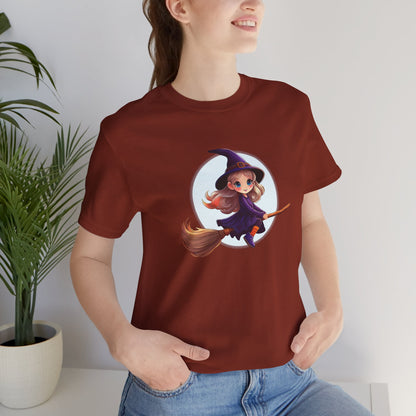 Cute Witch on a Broom Halloween Shirt – Adorable Flying Witch Graphic Tee for Kids and Magic Lovers