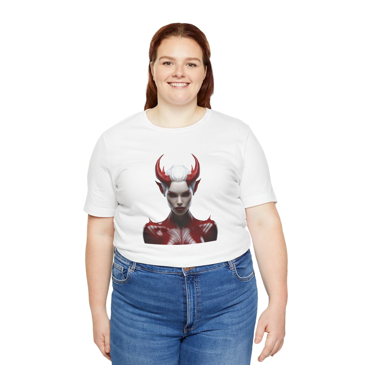 Fierce Devil Woman Halloween Shirt – Seductive Demon Graphic Tee for Bold Halloween Style