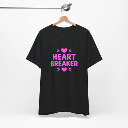 Colorful Design Heartbreaker Shirt – Cute Bubble Letter Tee with a Sarcastic Twist for Sweet but Savage Individuals. Unisex Jersey Short Sleeve Tee