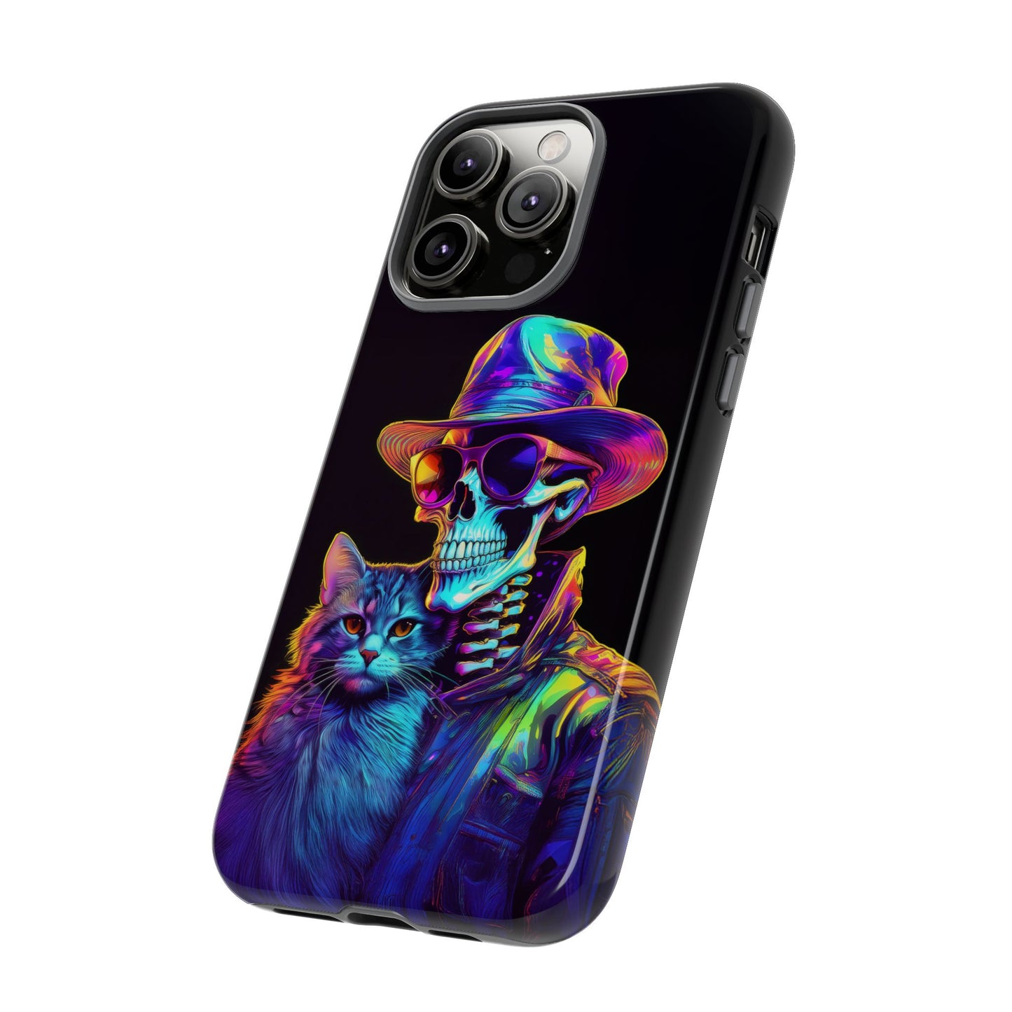 Skeleton holding a Cat Cell Phone Case 002