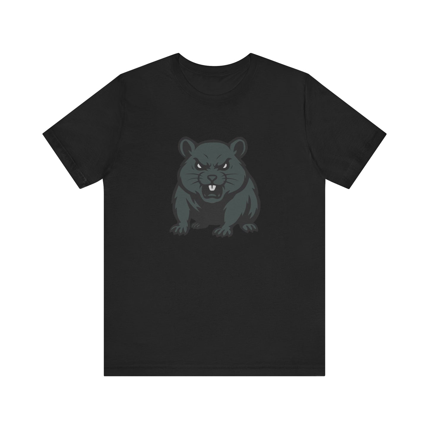 Angry Hamster Graphic T-Shirt – Intense Dark Theme Rodent Design on Black Tee for Streetwear, Humor, or Edgy Animal Style. Unisex Jersey Short Sleeve Tee