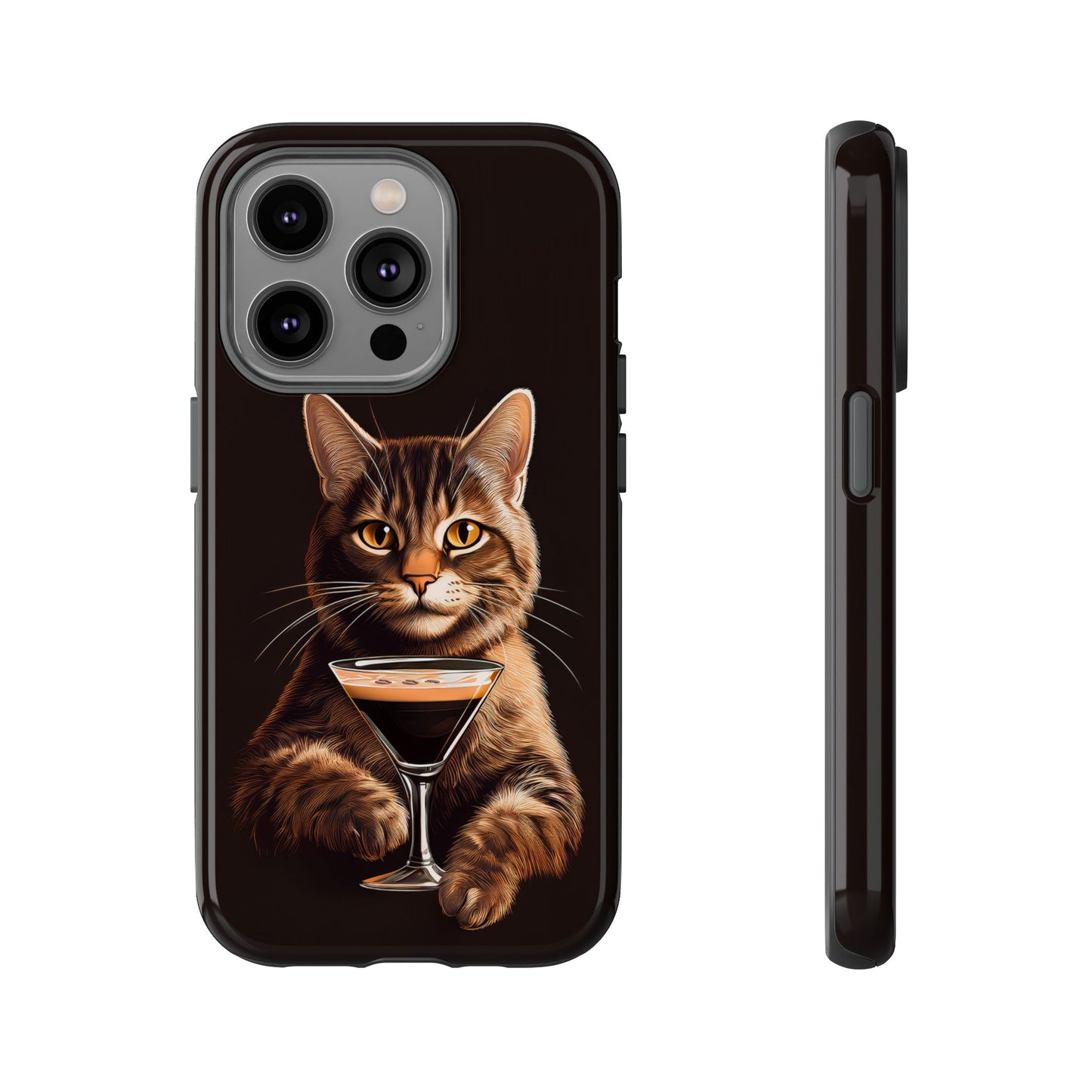 Sophisticated Cat with Espresso Martini Cell Phone Case 001