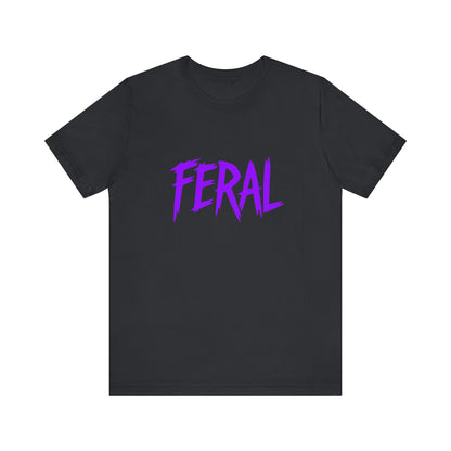 Colorful Design FERAL Shirt – Bold Purple Graphic Tee for Untamed Women Who Embrace Their Wild Side. Unisex Jersey Short Sleeve Tee