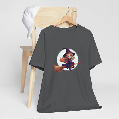 Cute Witch on a Broom Halloween Shirt – Adorable Flying Witch Graphic Tee for Kids and Magic Lovers