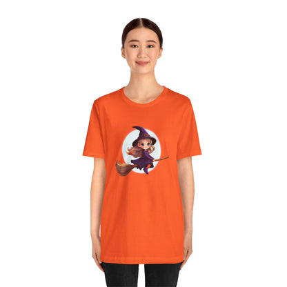 Cute Witch on a Broom Halloween Shirt – Adorable Flying Witch Graphic Tee for Kids and Magic Lovers
