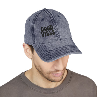 Good Vibes Vintage Hat – Embroidered Retro Text Hat for Positive Vibes, Chill Style, and Everyday Feel-Good Energy