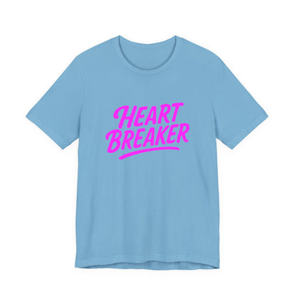 Colorful Design Heartbreaker Shirt – Neon Pink Retro Script Tee for Bold Women with Savage Energy. Unisex Jersey Short Sleeve Tee