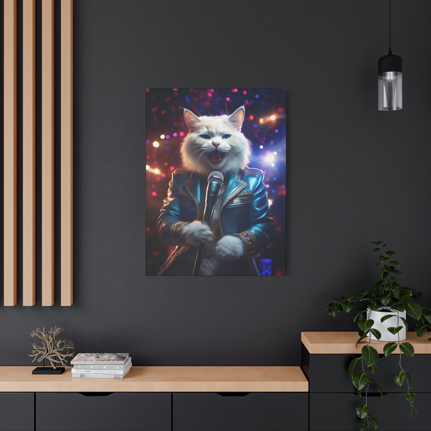 Purr-fectly Cool Lounge Cat Canvas Art | Stretched Matte Wall Decor 004