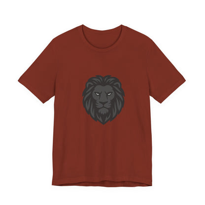 Dark Lion Graphic T-Shirt – Dark Theme Grayscale Lion Face Design on Black Tee for Strength, Confidence, and Modern Ghost Effect Style. Unisex Jersey Short Sleeve Tee