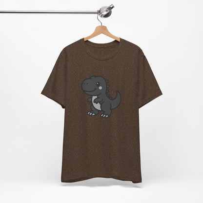 Cute T-Rex Graphic Tee Dark Theme – Kawaii Dinosaur Vector Design for Playful Style