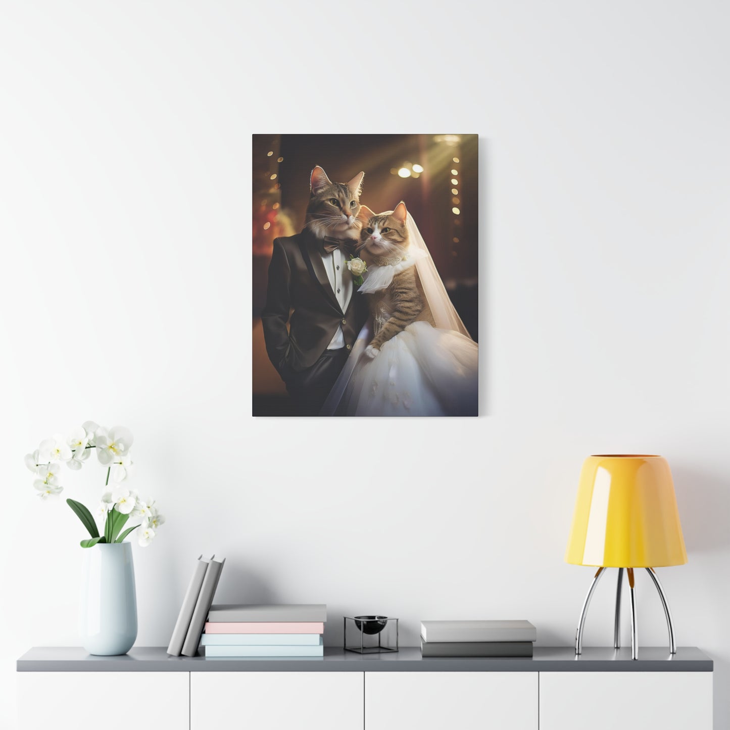 Cat Wedding Day Canvas Art | Stretched Matte Wall Decor 002