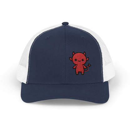 Lil Devil Trucker Hat – Embroidered Cute Mischief Hat with Kawaii Devil