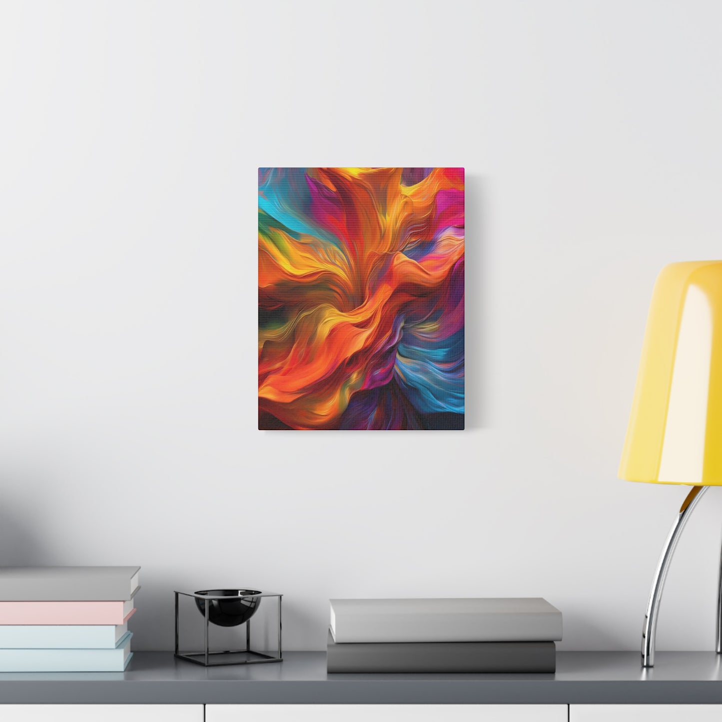 Rainbow Waves Vibrant Abstract Canvas Art - Colorful Stretched Wall Decor