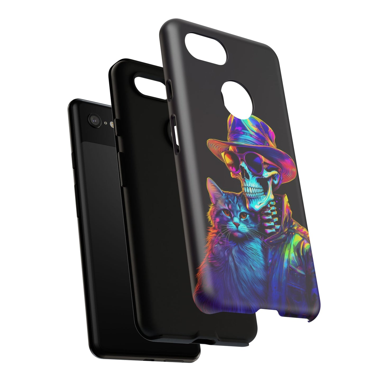 Skeleton holding a Cat Cell Phone Case 002