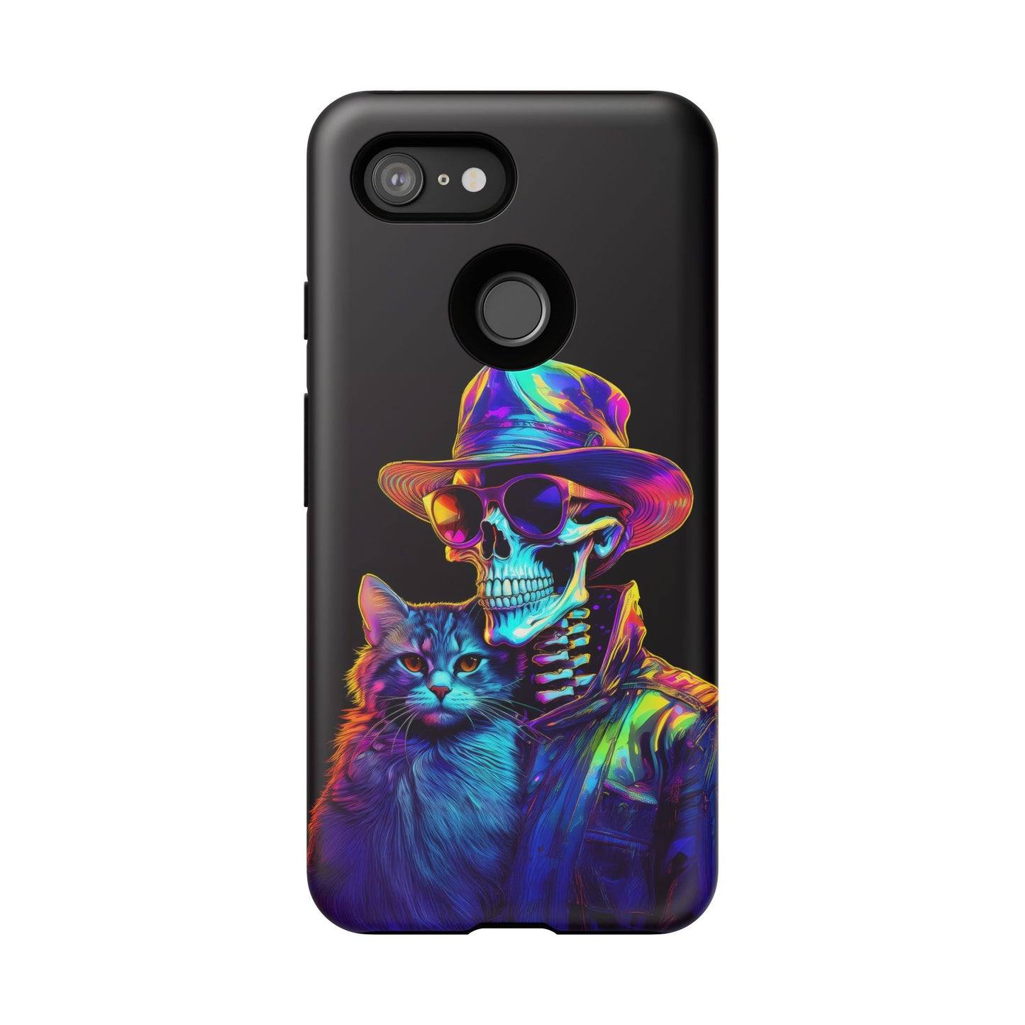 Skeleton holding a Cat Cell Phone Case 002