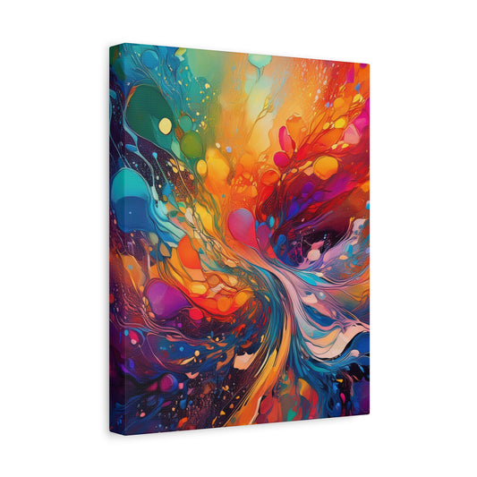 Abstract Color Paint Splatter Canvas Art - Stretched Wall Decor for Home