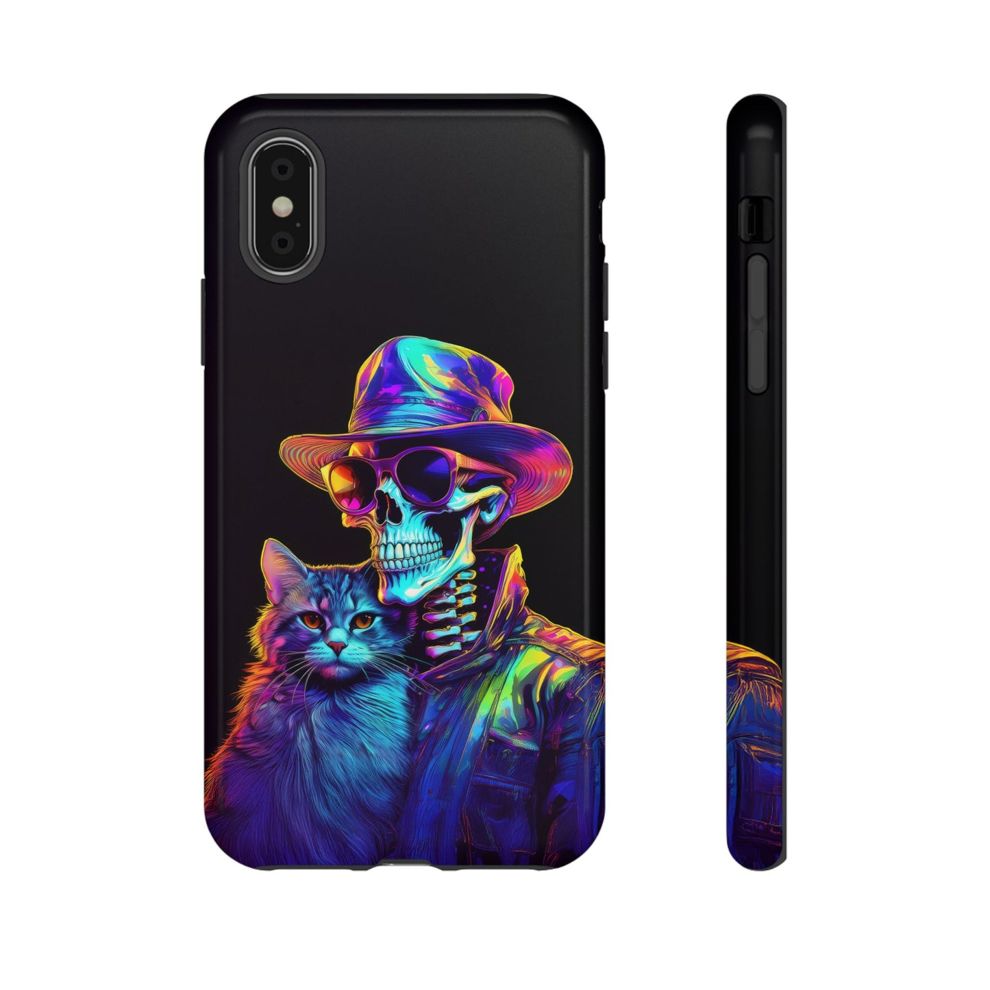 Skeleton holding a Cat Cell Phone Case 002