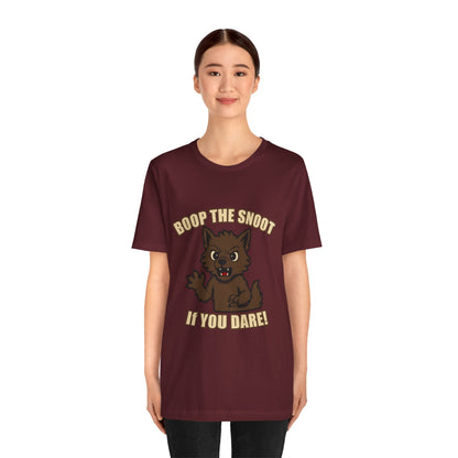 Boop the Snoot If You Dare Halloween Shirt – Funny Werewolf Halloween Graphic Unisex Jersey Short Sleeve Tee for Dog Lovers.