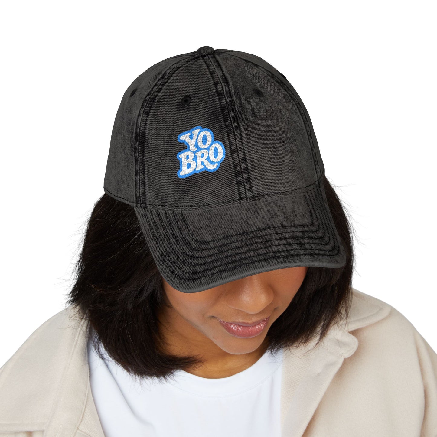Yo Bro Vintage Hat – Funny Bold Embroidered Hat for Men and Women with Bro Energy