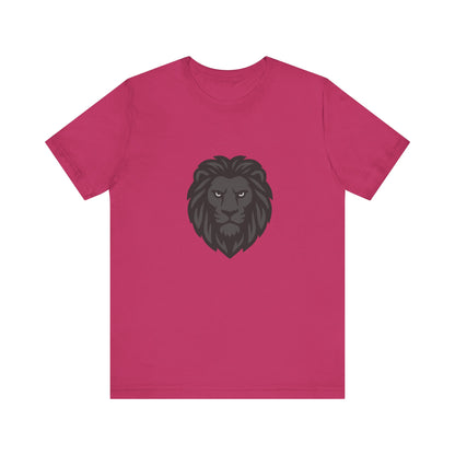 Dark Lion Graphic T-Shirt – Dark Theme Grayscale Lion Face Design on Black Tee for Strength, Confidence, and Modern Ghost Effect Style. Unisex Jersey Short Sleeve Tee