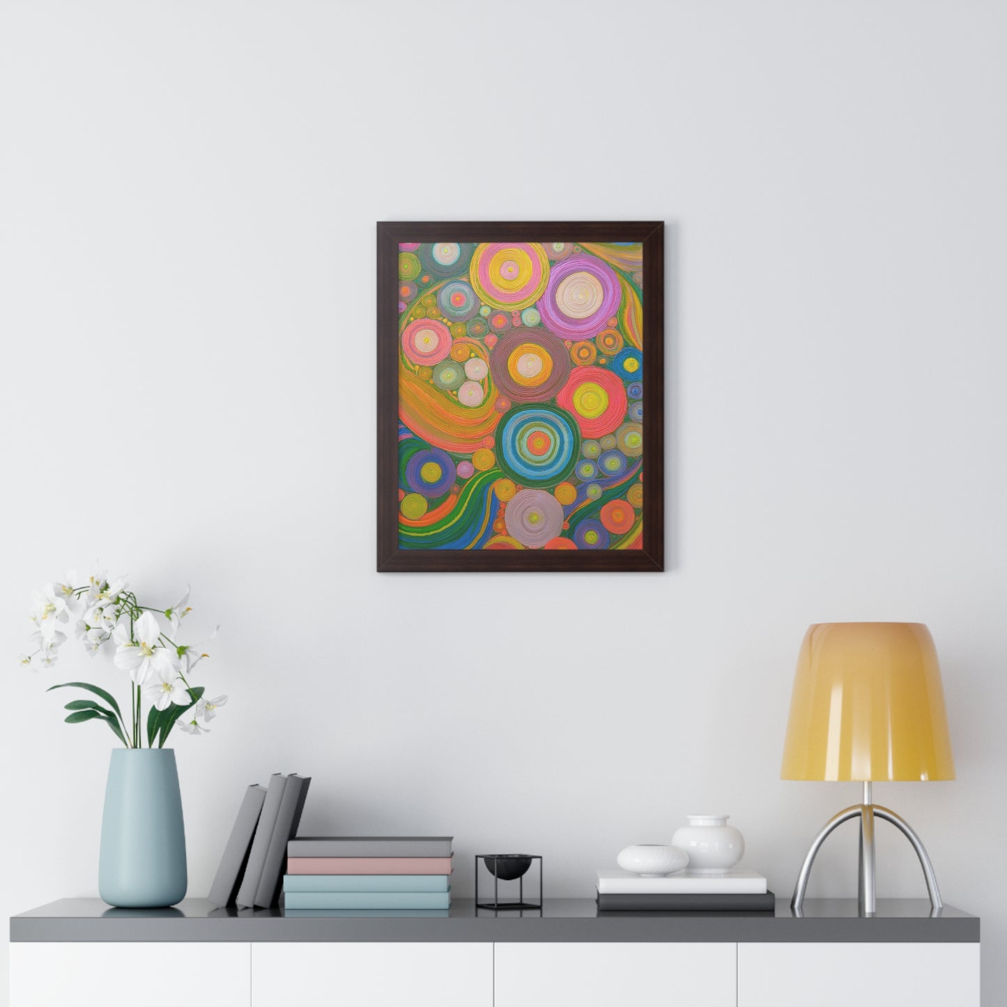 Seeing Circles Framed Vertical Poster - Vibrant Wall Art for Home Decor