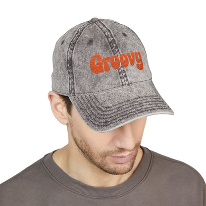 Groovy Vintage Hat – Retro Embroidered Hat with 70s Style Font for Funky Vibes, Chill Days, and Vintage Cool