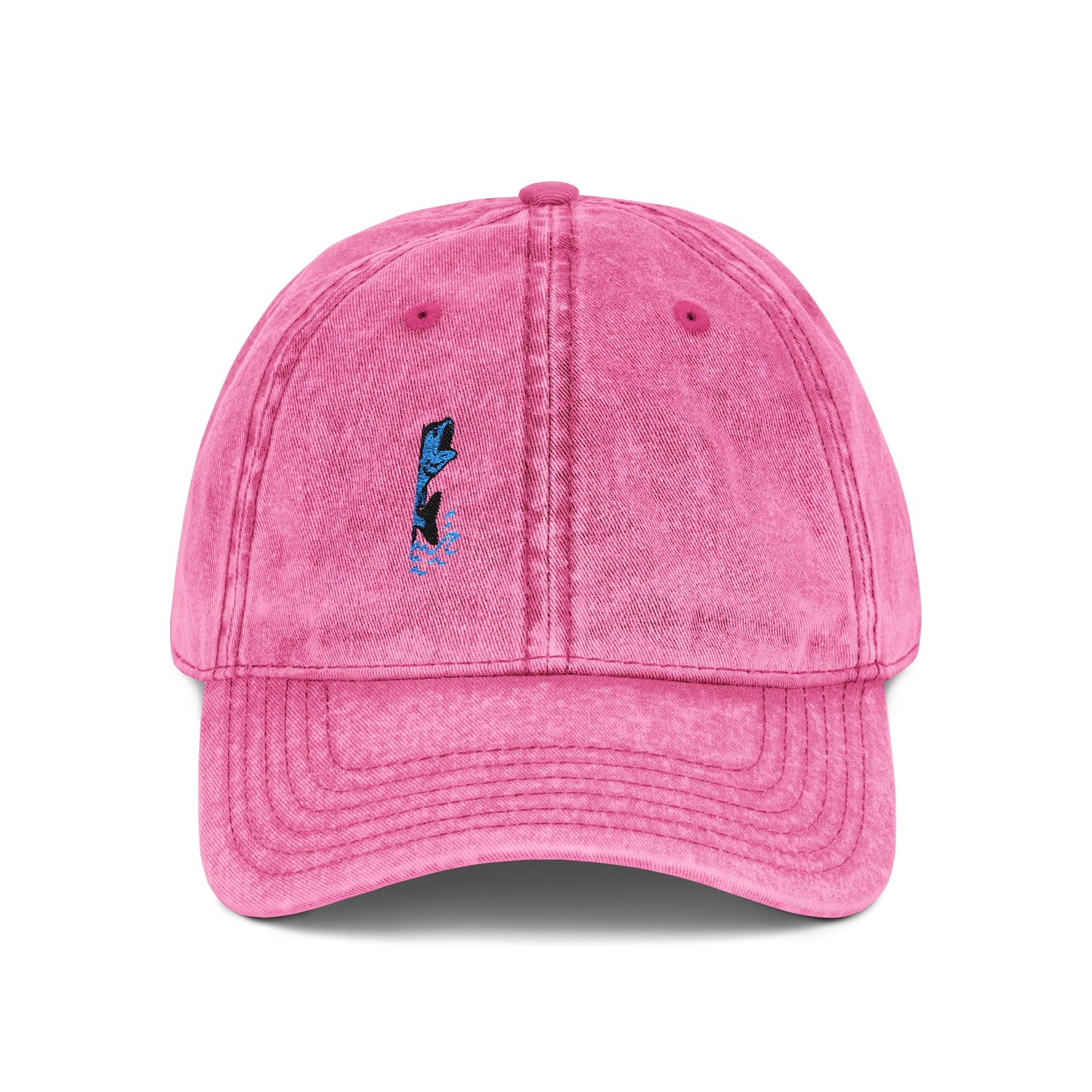 Jumping Fish Vintage Hat – Embroidered Blue Fishing Hat for Anglers, Lake Days, and Outdoor Style