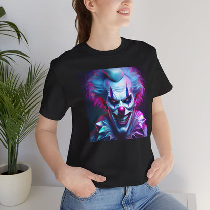 Scary Clown Halloween Shirt – Creepy Evil Clown Face Graphic Tee for Horror Fans. Unisex Jersey Short Sleeve Tee