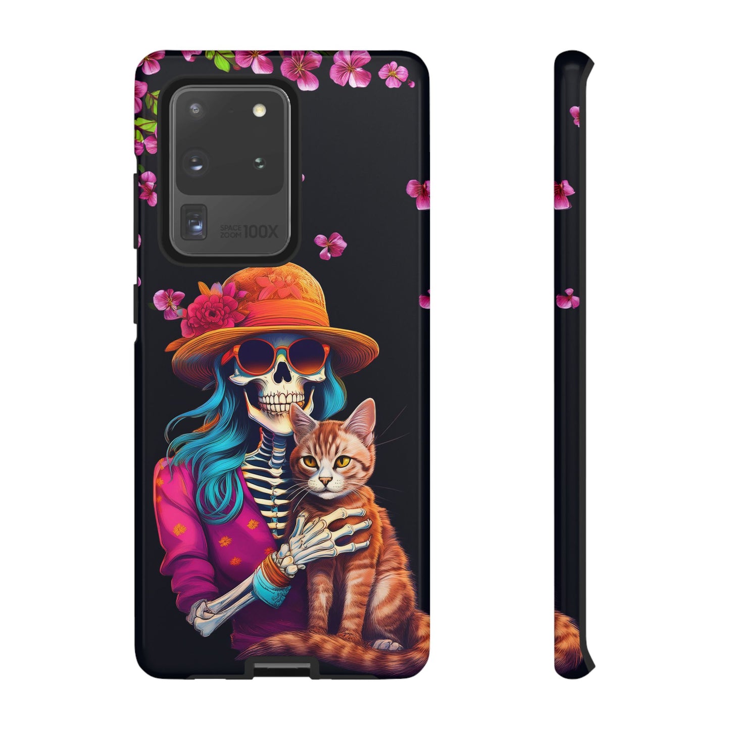 Skeleton holding a Cat Cell Phone Case 001