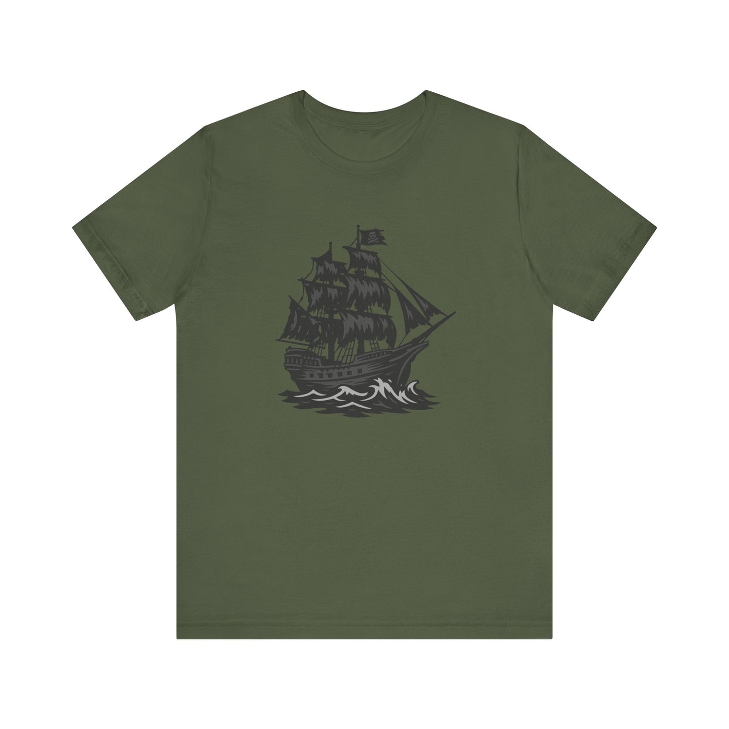 Pirate Ship Graphic Tee Dark Theme – Bold Vector Design with Ghostly Ocean Vibes